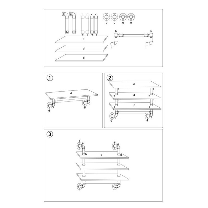MBQQ 3 Tier Shelving Bathroom Pipe Shelves with Towel Bar