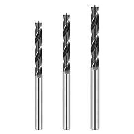 HUHAO Brad Point Drill Bit Set, 11Pcs Straight Round Shank Drill Spiral Twist Drill Bits for Carpenter Woodworking, Three Pointed Drill Bit for Hardwood, Plastic and All Types of Wood