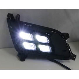 iJDMTOY Direct Fit LED Daytime Running Light Kit Compatible With 2014-2015 Kia Optima, Xenon White High Power 8-LED w/Glossy Bezels, Replace OEM Fog Lamps