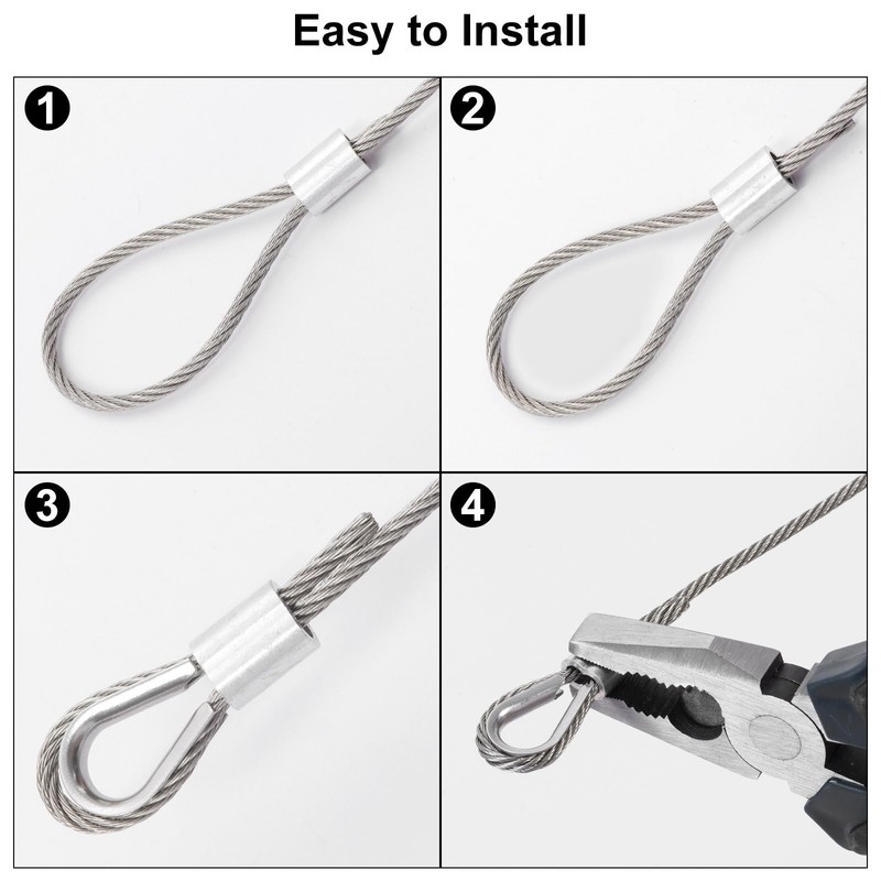 PATIKIL M1.2 (3/64") Copper Crimping Loop Sleeves 50 Pcs Wire