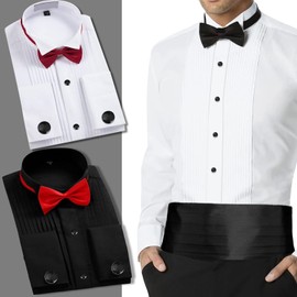 AMITER Men’s Cufflinks and Tuxedo Studs Set, Suitable for Black Suit White Shirts on Wedding, Anniversary, Birthday