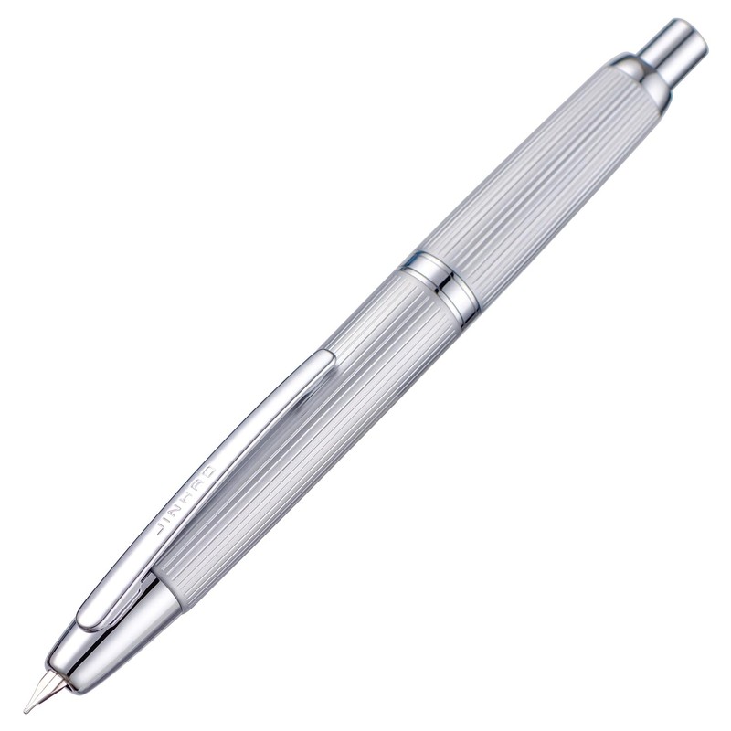 Jinhao 10 Series Press Fountain Pen Brushed Matte Chrome Retractable