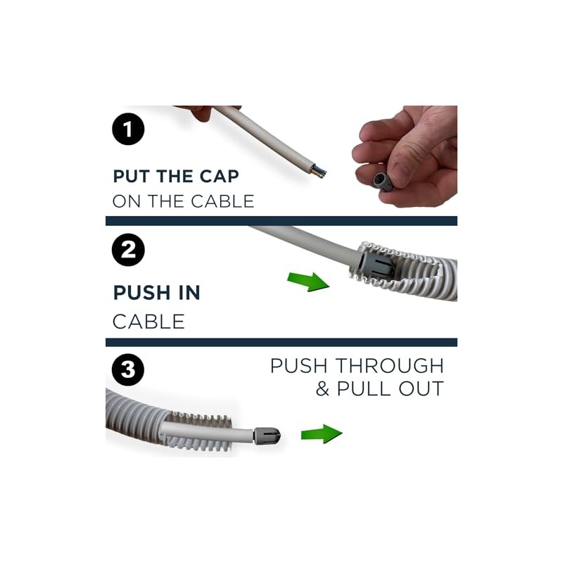 Cable retraction aid for empty pipes, fixed retraction aid for