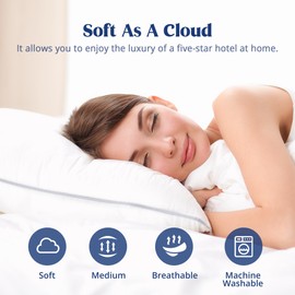 puredown® Goose Feather Down Pillows - Soft Fluffy Luxury Hotel Collection Bed Pillow Standard Size Set of 2 for Back, Stomach or Side Sleeper.