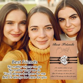 Best Friend Birthday Gifts for Women Friendship Bracelets for 3 Bestfriend Gifts for Soul Sister Bestie Presents for Women Girls Heart Bracelet for Best Friend Long Distance Gift Idea