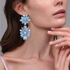 Shimmeroo Light Blue Statement Earrings for Women, Dangle Earrings Rhinestone