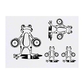 Azeeda 4 x 'Gewichtheber-Frosch' Temporäre Tattoos - Wasserfest, Hautfreundlich & Ungiftig · Transfers in Verschiedenen Größen (TO00037519)