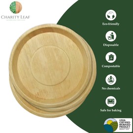 Charity Leaf Disposable Palm Leaf 13" Deep Round Trays (25 pieces) Bamboo Like Serving Platters, Disposable Boards, Eco-Friendly Dinnerware For Weddings, Catering, Events