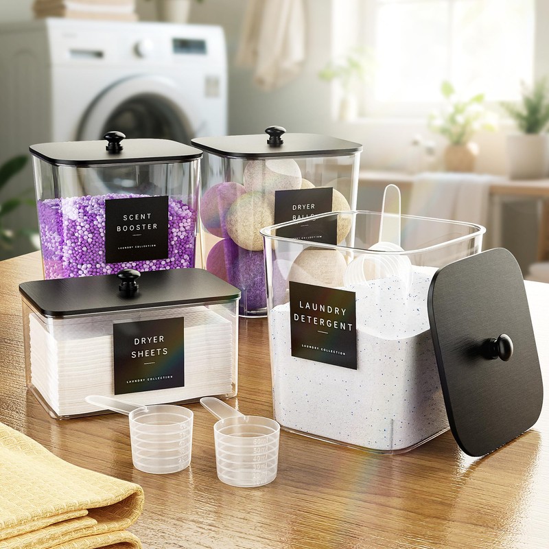 4 Pack Laundry Pods Container, Clear Laundry Room Organization Containers,Large