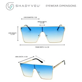 ShadyVEU Oversized Flat Top Gradient Mirrored Lens Metal Frame Fashion Trend Women’s Sunglasses (Silver Frame/Silver Mirrored Lens)