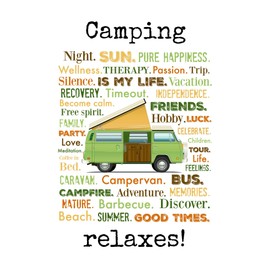 Schatzmix Tin Sign Saying Camping Relaxes White Metal Sign 20 x 30 cm Wall Decoration Tin Sign