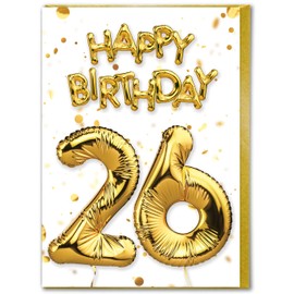 Brainbox Candy - 26th Birthday Card - Age 26 - Beautiful White Gold Foil Effect Age Card - Birthday Cards For Him Her Men Women Friends