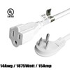FIRMERST 1875W Low Profile Flat Plug 2Ft Extension Cord 14AWG