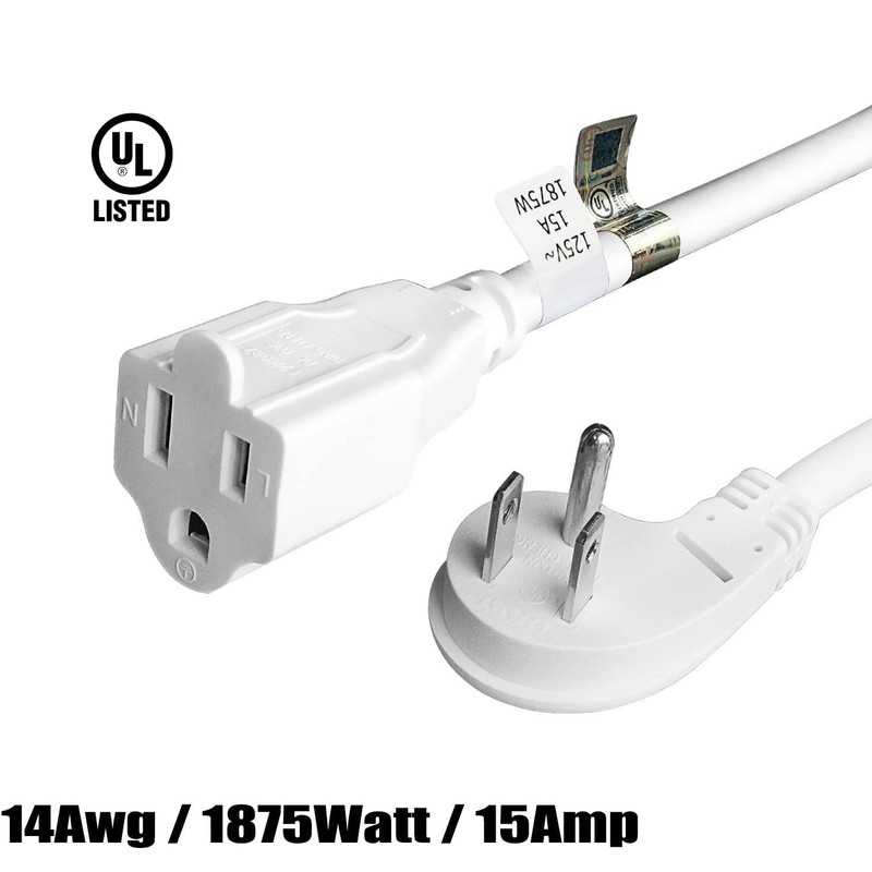 FIRMERST 1875W Low Profile Flat Plug 2Ft Extension Cord 14AWG