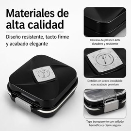 Pastillero Impermeable - Pastillero de Viaje con 7 Departamentos - Mini Pastilleros para Medicamentos Portatil (Negro, M)