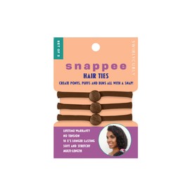 Snap Hair Ties for Thick, Natural, Curly Hair | No Slip, No Tension Pro Hair Tie | Strong Ponytail Holder (3 Pack, Brown)