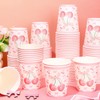 FYSUIMU 100 Pcs Pink Bow Cherry Paper Cups Coquette Bowknot