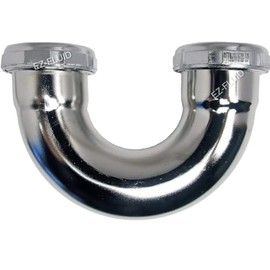 EZ-Fluid 1-1/2" Extra Low Profile Sink Trap J Bend Heavy Duty 17GA Brass Tubular Low Inlet U Shape for Sink Drain P-Trap Kit Chrome