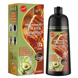Chestnut Brown Hair Dye Shampoo 3 in 1 for Women & Men 100% Gray Hair Coverage - Herbal Ingredients Natural Plant Hair Color - Hair Dye in Minutes 500ML