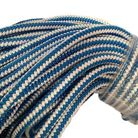 Blue Ox Rope 1/2 Inch by 120 Feet, 12 Strand Polyester Arborist Climbing Rope Blue/White, Made in The USA