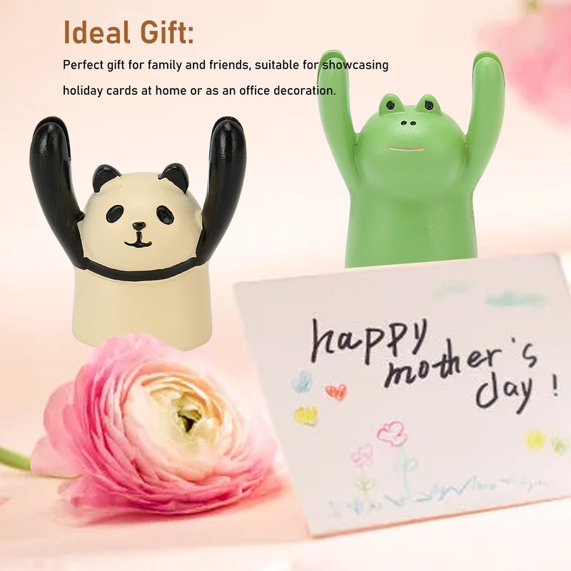 4Pcs Desktop Card Holder Resin Cartoon Animal Shape Cute Message