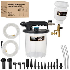 GOOACC Brake Bleeder Kit 3L Pneumatic Brake Bleeder Vacuum Pump One Person Brake Clutch Pressure Bleeder Flush Kit with 3L Fluid Extractor 1L Refilling Bottle 18PCS Adapters Brake System Bleeding Tool