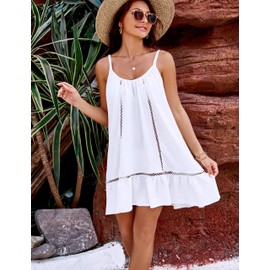 Blooming Jelly Womens Bathing Suit Cover Up Swim Beach Dresses Cover Ups Ruffle Hem Swimsuit Coverups 2025 (XS, White)