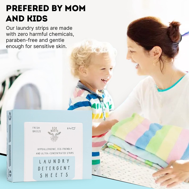 ECO ROOTS Laundry Detergent Sheets 64 loads | ECO FRIENDLY