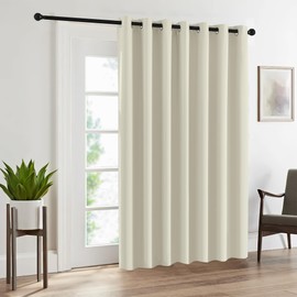 RYB HOME Blackout Curtains for Bedroom - Thermal Insulated Energy Efficiency Patio Door Window Curtains for Living Room Home Office Dining Room Divider Curtain, W 100 x L 84, 1 Panel, Beige