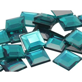 Flat Back Square Acrylic Rhinestones 15mm Plastic Gems Costume Jewels Embelishments for Jewelry Making - 30 Pieces (Blue Aqua .QR)