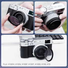 JJC 1.9 inch (49 mm) Adapter Ring, Compatible with Fuji Fuji X100VI, X100V, X100F, X100T, X100S, X100, X70, AR-X100 Compatible, Compatible with Genuine Ring Cap FLCP-49, Aluminum Alloy, Black