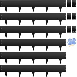 Metal Landscape Edging 6" H X 40" L, 6 Pack Black Bendable Steel Garden Edging Border,Heavy Duty Metal Edging for Landscaping Yard Lawn and Flower Bed Border(20 Ft)