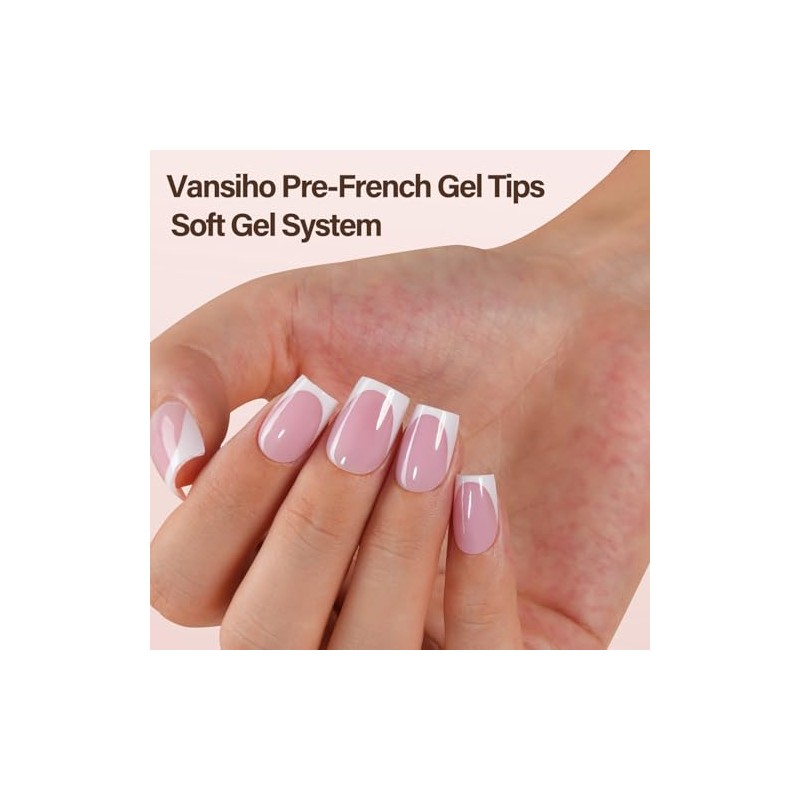 Vansiho 150 Uñas Postizas de Gel Francesas, Uñas Postizas de