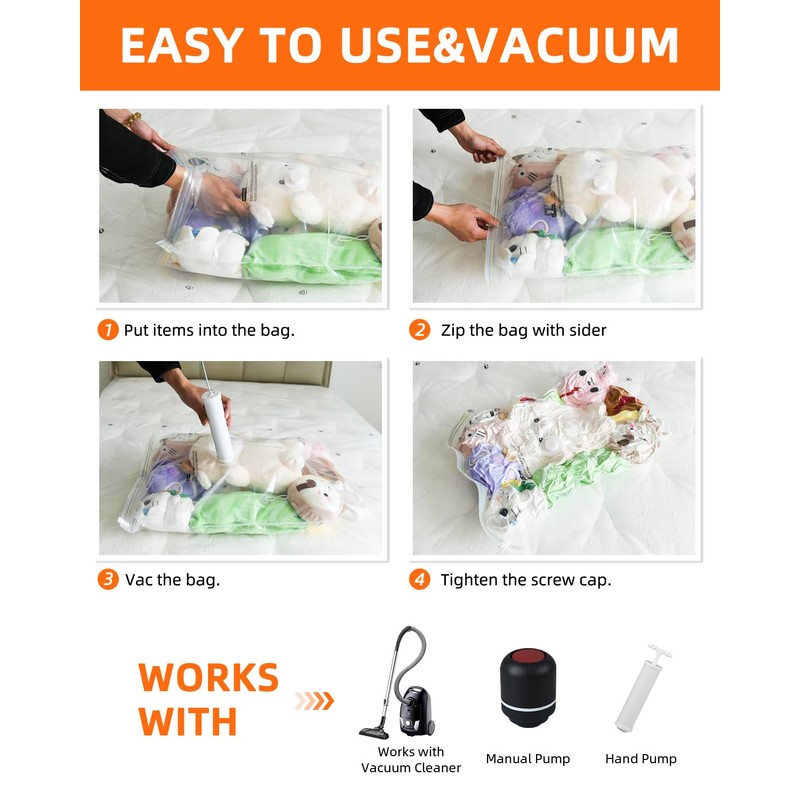 Vacuum Storage Bags, 10 Medium Vacuum Seal Bags for Clothing
