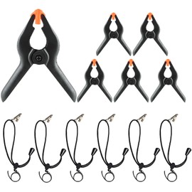 Vevelux Pack of 6 Spring Clamps + 6 Pack Background Clip Holder, Clips Photo Background for Muslin, Tarpaulin, Video, Photo Studios and Woodworking