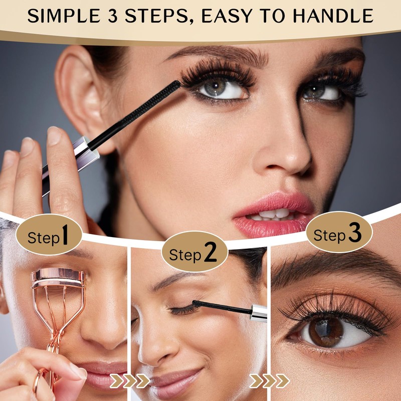 3 Stück Mascara, Long-lasting, Kein Verklumpen Oder Wischfest, High Impact