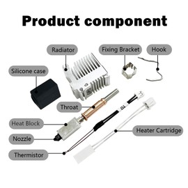HzdaDeve Ceramic Hotend Upgrade for Kobra 3 Combo Hot End Kit Print Head Heat Sink Block Heating Cartridge Thermistor Hardened Steel Nozzle Silicone Cover for Anycubic Kobra 3/ACE Pro