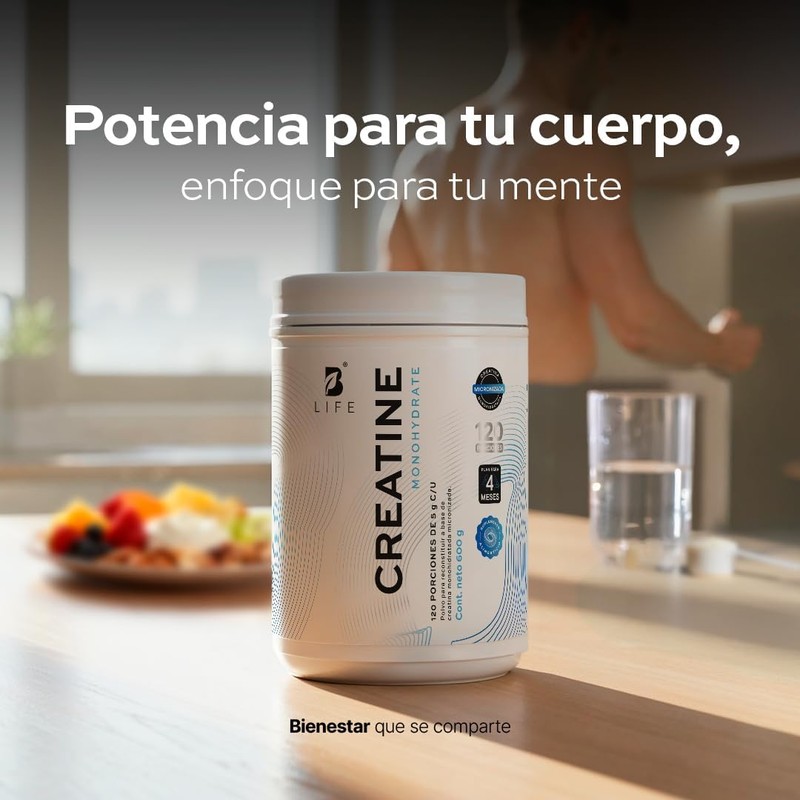 B Life Creatina Monohidratada en polvo de Alta Pureza 600