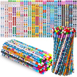 Estune 200 Pcs Christian Bible Verse Pencils Bulk Gifts for Kids Sunday School Church Supply Inspirational Religious Scripture 20 Style Colorful # 2 for Easter Egg Filler Classroom Student Teacher