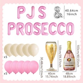 JeVenis PJs and Prosecco Bachelorette Party Decorations Bridal Shower Bachelorette Weekend Decorations for Slumber Party Pajama Girl Night Out Party