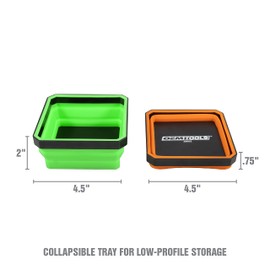 OEMTOOLS 26052 Foldable Magnetic Tray Set, Magnetic Tray for Mechanic's Small Parts, Sorting and Storage, Collapsible, 4-1/2" Square, 2 lb. Capacity, 4 Colors