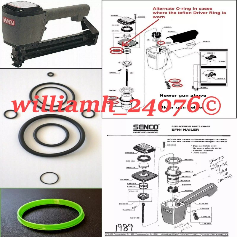 Senco Finish Nailer SKS SFN1 O-ring Repair Kit + Part