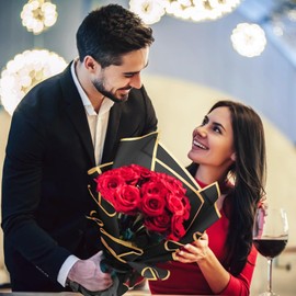 Pack of 20 Bouquet Wrapping Paper, Flower Paper, Waterproof for Floral, Wedding, Birthday (Black)