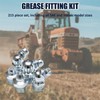 215-Piece SAE & Metric Grease Fitting Kit - M6/M8/M10, 1/4"-28,
