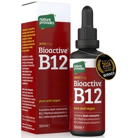 Nature Provides Vitamin B12 Liquid Drops (3000 mcg) Made in UK by Nature Provides - Methylcobalamin + Adenosylcobalamin (50ml), High Strength, Bioactive, Vegan, Energy & Sleep Support, Sublingual, Like B12 injections