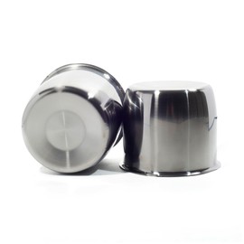 Rheedal 2Pcs 4.25inch Stainless Trailer Wheel Center Caps Push Through 4.28" Bore 3.66" Tall Hub Cap for Truck SUV RV Wheel Rim, Brushed Black Chrome Sunburst Wheel Cover