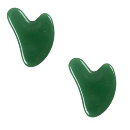 Gua Sha Facial Tool Set, 2 Pack Guasha Tool for Face Massager, Natural Jade Stone Face Scraper for Eyes, Chin, Neck and Body Muscle Relaxing and Relieve, Present for Women (Green, One size)