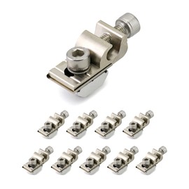 QWORK WEEB Grounding Tab 6.7, 10 Pack Copper Conductor Buried Connectors for Photovoltaic Roof Bracket and Ground Bracket Aluminum Rail, Grounding Clip, WEEB-Ground Lug