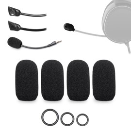 Voarmaks 4-Pack Mic Foam Covers Compatible with Steelseries Arctis 1, 3, 5, 7, 7+, 7P, 7P+, 7X, 7X+, 9, 9X, Arctis Pro, Prime, Nova Series Headset + 12 O-Rings in 3 Sizes - Windscreen Pop Filter