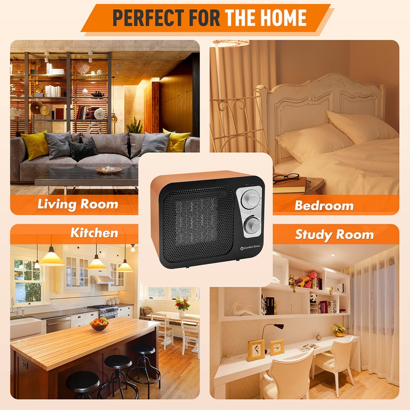Comfort Zone Space Heaters for Indoor Use, Portable Heater, Fast